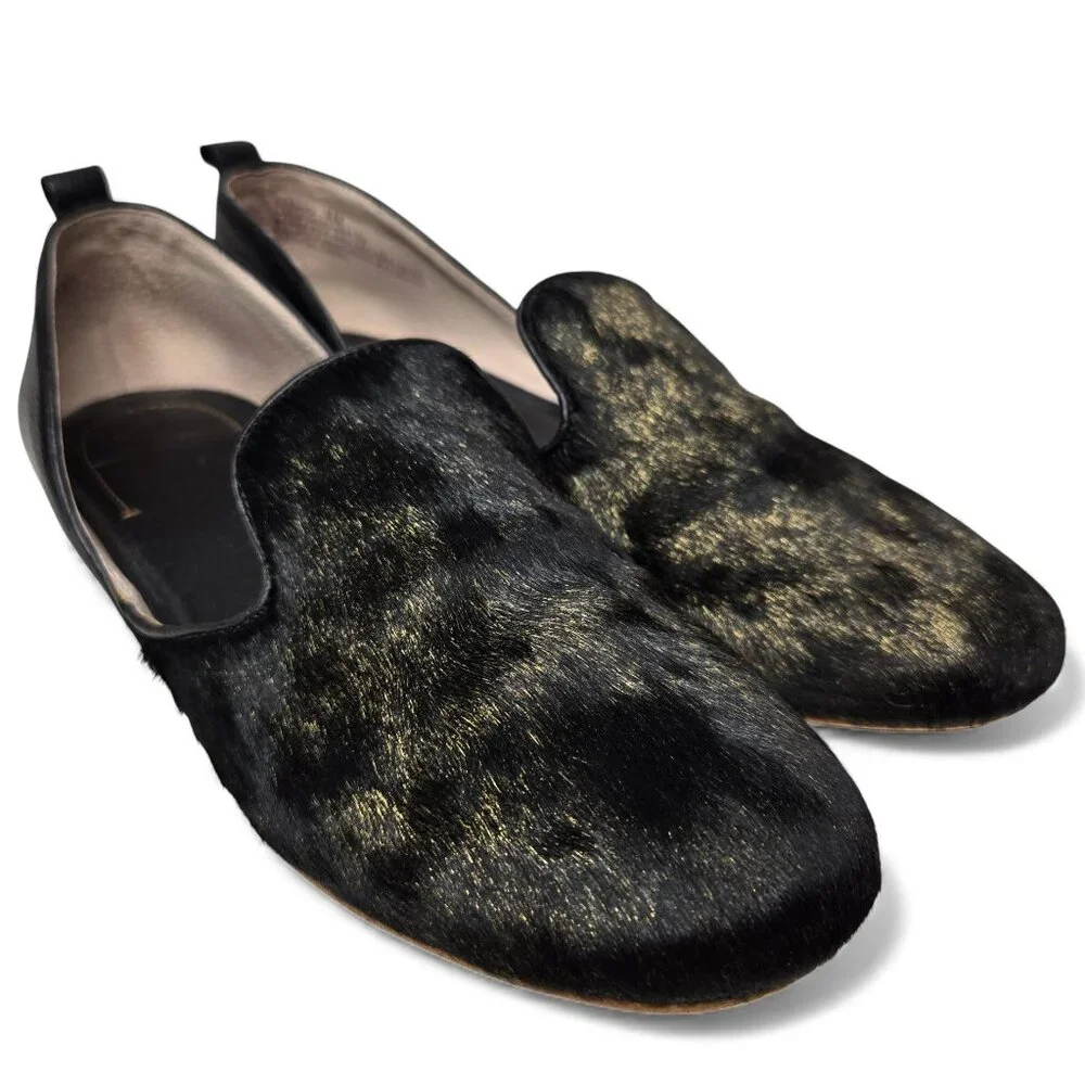 Latigo Albany D'orsay Calf Hair Loafers Women's Cut Out Sides Leather Slip On 8M